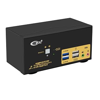 CKL 2 Port USB 3.0 KVM Switch Triple 