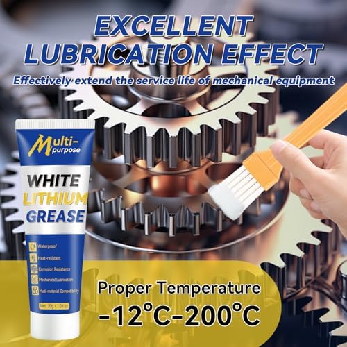 White Lithium Grease, Multi-Purpose Lubricant Lithium Grease Tube with Brush, Garage Door Lubricant for Hinges, Bearings, Gears,Track Rail, Ideal for Marine, Automotive, Industrial — 사진 3