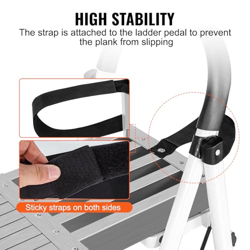 VEVOR Teleskop-Arbeitsplanke aus Aluminium, 2,74-4,57 m, 227 kg Tragkraft, 31,75 cm breite Aluminium-Gerüstplanke, Verlängerungs-Bühnenplanke mit rutschfester Plattform, Gerüstleiter-Zubehör