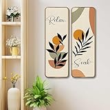 Livin'luxe Relax & Soak Abstract Wall Panel Set of 2 | Sparkle Lamination MDF Wall Art | Minimal Botanical Décor for Bedroom, Living Room & Bathroom Walls (12 x 18 Inch) AS-10
