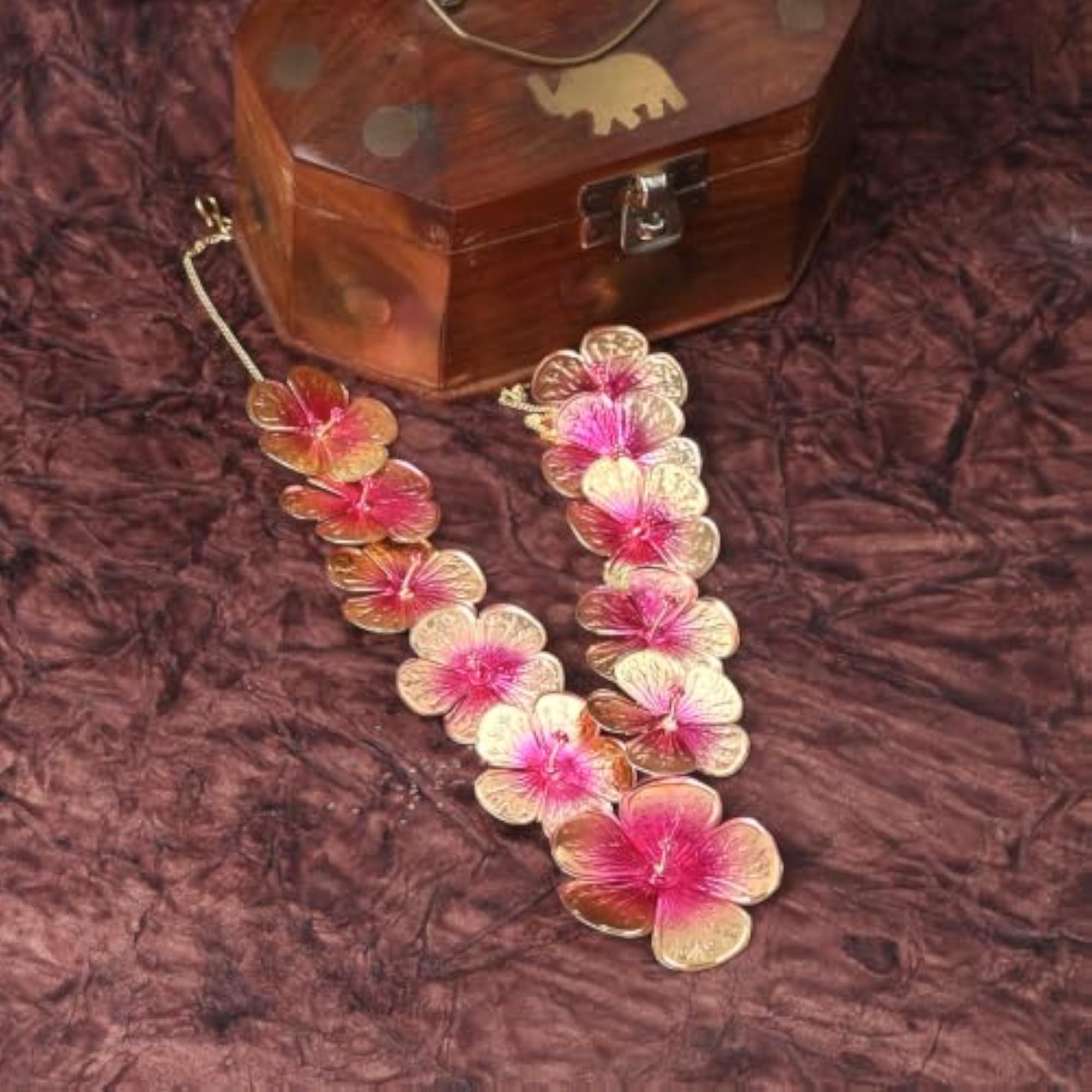 Traditional Pink Hibiscus Flower Necklace