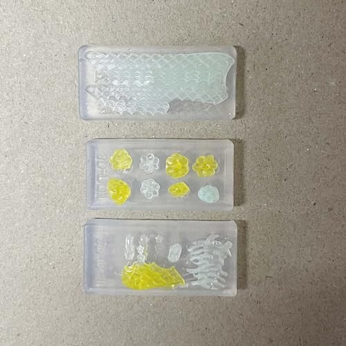 Cotsdan 3 peças de decoração de arte de unhas florais molde de resina flor 3D estênceis de silicone