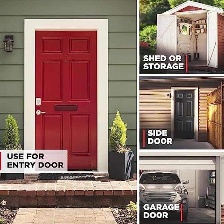 قفل باب إلكتروني انتقالي من النيكل الساتان من Kwikset Powerbolt 250 مزود بلوحة مفاتيح مكونة من 10 أزرار، يتميز بدخول مريح بدون مفتاح وأكواد مستخدم قابلة للتخصيص وقفل تلقائي