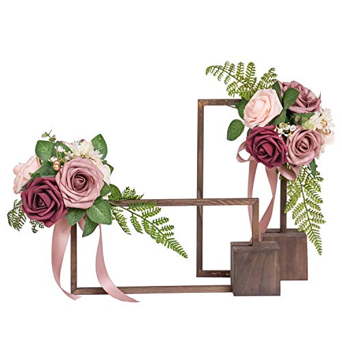 Ling's moment Set of 6 Wedding Centerpieces with Wooden Holders Flower Arrangement Table