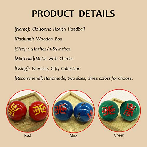 1.5'' Chinese Baoding Health Balls Exercise Stress Balls Craft Collection(Ancient Chinese Characters) BS159 (S, Blue)