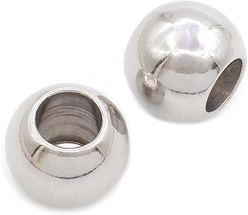 Miniatura 5 de 150 cuentas espaciadoras de acero inoxidable, cuentas redondas de metal pulido para manualidades, para hacer pulseras, collares, aretes, joyas