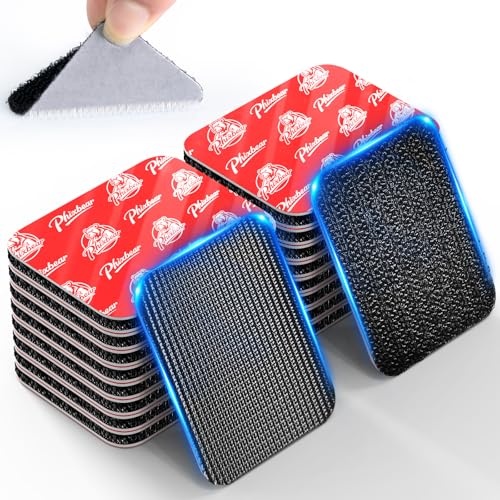 Image of PHIXBEAR Hook and Loop Strips with Super Adhesive Heavy Duty, Heat Resistant Waterproof, Outdoor or Indoor Use, 16 Sets Black 1.57x1.97 Inch