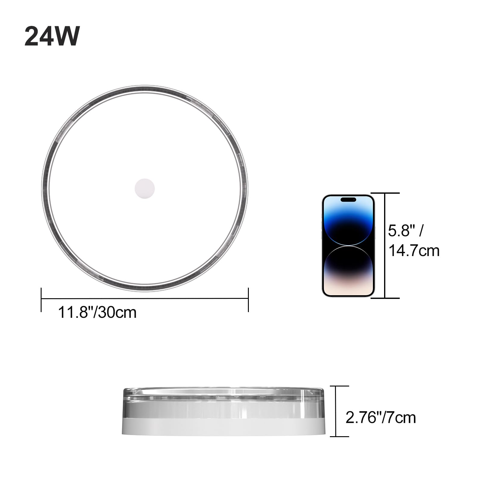 LVL LED Deckenleuchte Weiß Rund Modern, 24W 30cm Deckenlampe for Wohnzimmer Schlafzimmer Küche Flur