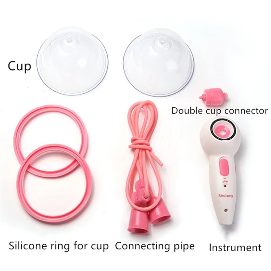 Frauen Brustpumpe Sexspielzeug, Tragbares Brust Vakuum Pumpen Elektrische Brustsauger Größere Brüste Nippelsauger Sex Wachstums Trainings Mit Einzelne/Doppelte Silikon Saugnäpfe Set,Double cup,B