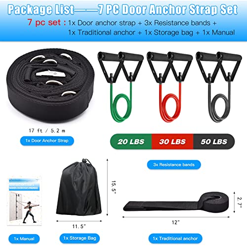 Brebebe Resistance Bands for Physical Therapy, Multi Point Door Anchor Strap for Home Gym Workout, Bands with Handles for Recovery, Stretch, Fitness, Door Workout Accessories, No Tools, No Drilling