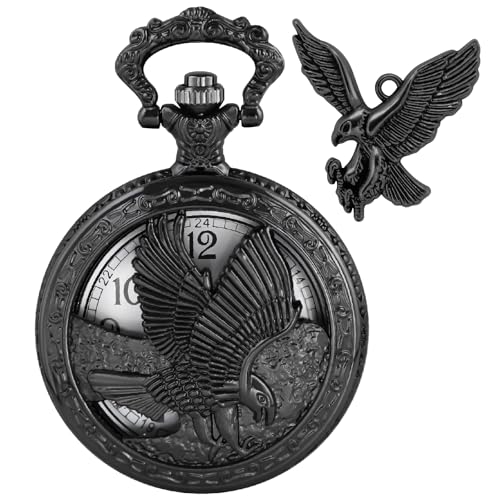 Image of Tiong Pocket Watch Pattern Vintage Quartz Pocket Watches with Chain Christmas Graduation Birthday Gifts Fathers Day