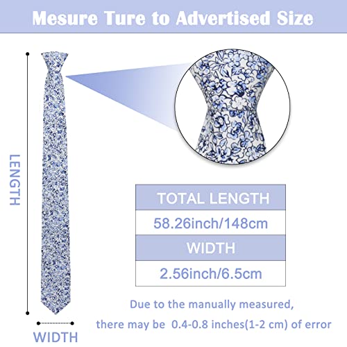 Image of Mantieqingway Men Skinny Tie Cotton Floral Necktie for Wedding Groomsmen Tie