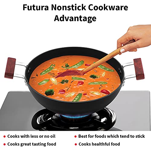 Hawkins Futura 5 Litre Deep Kadhai, Non Stick Kadai with Glass Lid, Flat Bottom Induction Kadhai, Black (INK50G) by HAWKINS - Image 4
