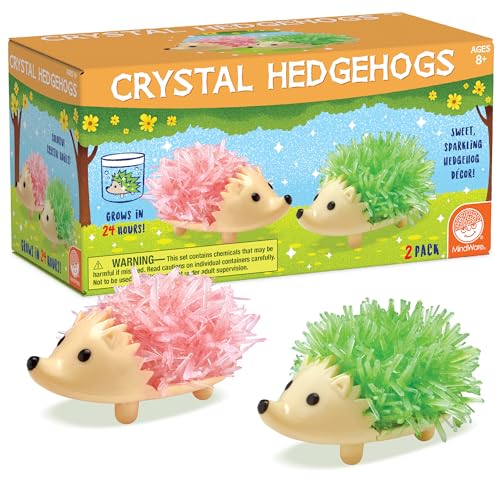 MindWare Crystal Growing Kits: Hedgehogs Bright Colors Set of 2 - Cute DIY Crystal Growing Kits for Kids & Teens - Funky mini Science Experiment in an 9pc kit - Crystals Grow in 24 Hours