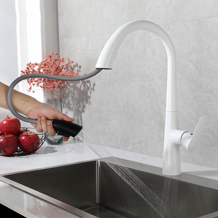 Robinet d'évier rotatif 360° avec mitigeur eau chaude froide et buse double fonction - 2