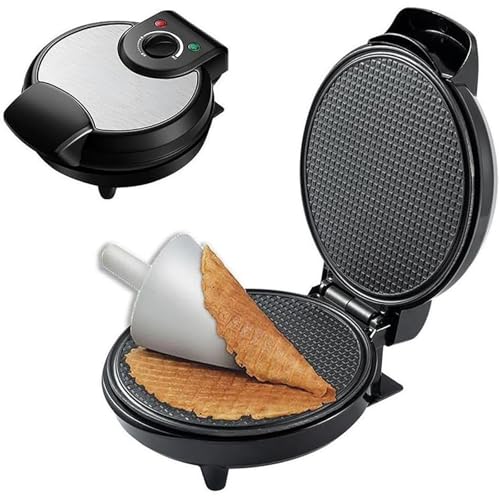 YZHYYDS Gaufrier électrique pour Cornets de Glace, 1200 W, avec revêtement antiadhésif et Bouton de réglage de la Chaleur, Chauffage Uniforme des Deux côtés, pour pâtisseries et Desserts.