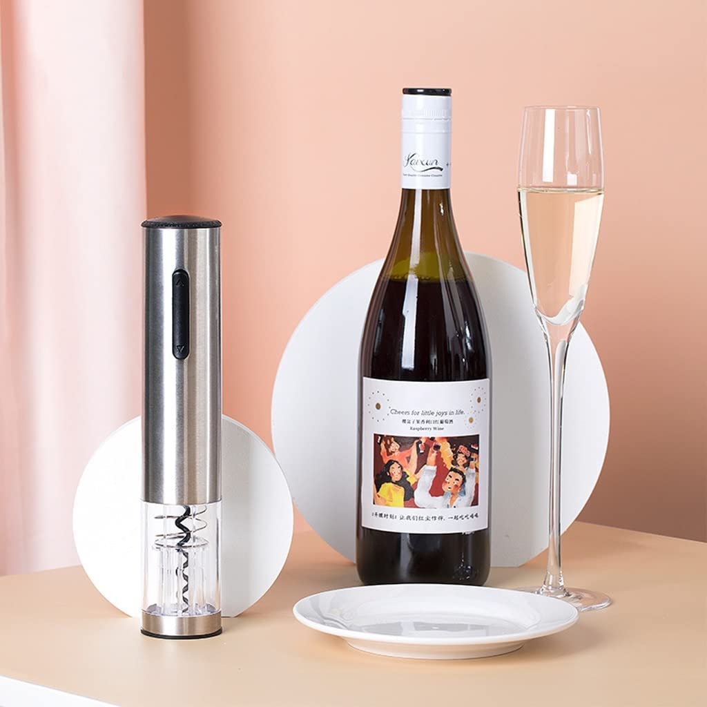 Sacacorchos Abridor de Vino automático eléctrico El Material de Acero Inoxidable es Seguro y Duradero Abrelatas Abrebotellas portátil Plata