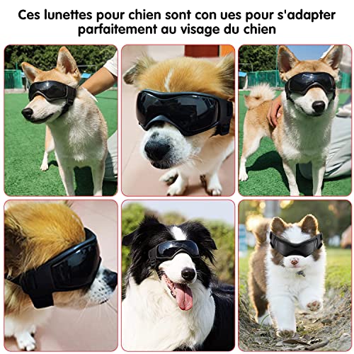 Hund Sonnenbrille, Hundeschutzbrille, Sunglasses for Dog, Hundebrille, Hundebrille UV Wasserdicht, Dog Brille Wasserdichter, Pet-Brillen, für mittelgroße und große Hunde Augenschutz Schwarz