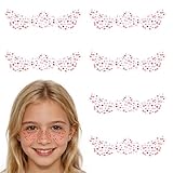 6pcs Tatouage Taches de Rousseur pour Saint-Valentin, Tatouages Temporaires Motif Taches de Rousseur Saint-Valentin avec Motifs Cœurs et Lettres pour Soirées Dansantes et Cosplay