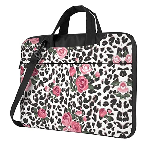 Sacoche ordinateur 15,6 pouces léopard rose anti-choc