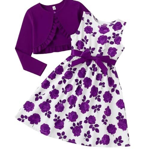 Image of ER Life Style Girls Floral Printed Frocks and Dresses (Magenta, Age 2-3 Years, Knee-Length, A-Line, Cotton)