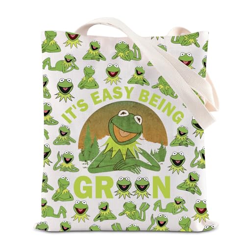KUIYAI Movie Merchandise Inspired Tote Bag WDW Frog Canvas Bag Singing Frog Gift For Fans (BGreenToteS)