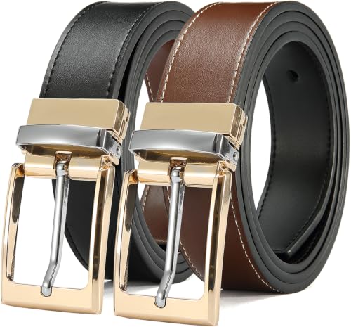 Image of DOOPAI Reversible Leather Belt for Men 1.25 inch - Dual Sided Dress and Casual Belt, Trim to Fit, 2 Styles in One Belt