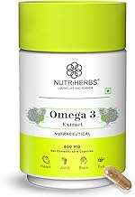 NUTRiHERBS Omega 3 800mg Capsules | Plant-Based DHA & EPA Supplement for Heart, Joint, Eye Health | Omega 3 Fatty Acids for Brain Support, Skin Wellness | for Men & Women (60 Capsules)