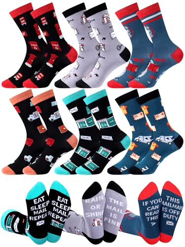 Berlune 6 Pairs Mail Carrier Socks for Men Women Novelty Postal Gift Postman Worker Crew Sock...