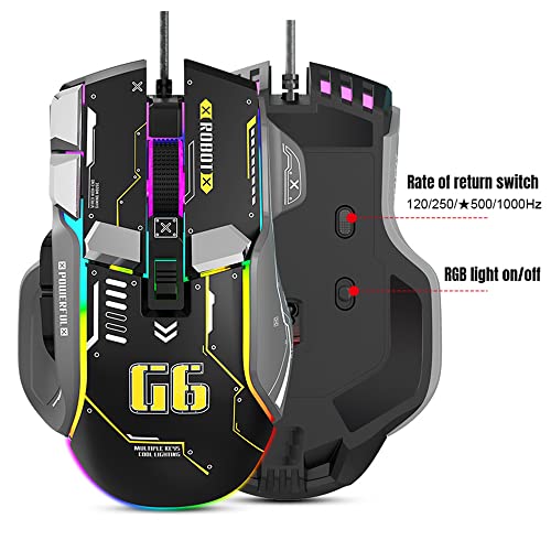 Image of LJFLYXRI Ergonomic Gaming Mouse - Customizable, Comfortable, and Precision-Driven, Wired RGB Gamer Mouse with 10 Programmable Buttons for Ultimate Gaming Experience (Black)