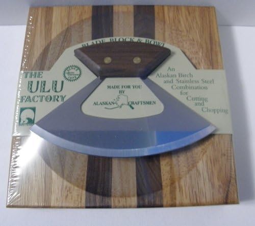 7.25 Inch Block w/Deep Dish Chopping Bowl and Umialik Ulu Knife with Walnut Handle