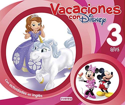 Vacaciones con Disney. 3 años: Con actividades en inglés (Vacaciones Disney) by Equipo Everest (2014) Tapa blanda
