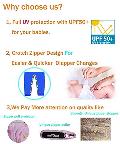 Image of weVSwe Baby Girl Toddler UPF 50+ Rash Guard Swimsuit Sun Protection Beachwear Zipper Bathing Suit 0-3 Years