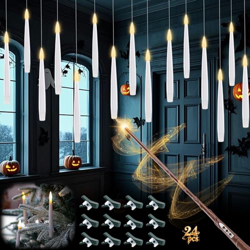 Rhytsing 24er schwebende LED Kerzen mit Zauberstab für Halloween...