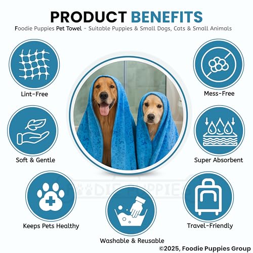 Image of Foodie Puppies Pet Bath Ultra-Absorbent & Machine Washable Towel | Suitable for Small, Medium Large Dogs and Cats (Pack of One) - Color May Vary