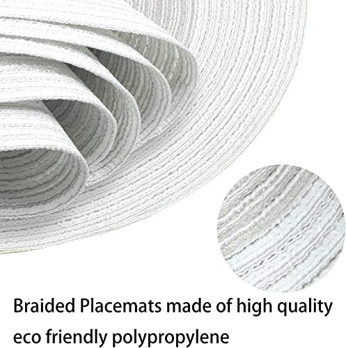 Image of Jute Placemats Set of 4 Heat Resistant Round Place Mats Natural Jute Woven Braided Table Mats Thick Farmhouse Placemats Trivet Round Braided Placemats for Dining Table(Grey, Set of 4)