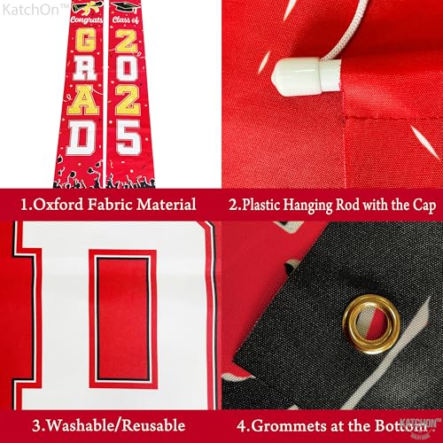 Image of KatchOn, Large 2025 Grad Door Banner - 72x12 Inch | Congrats Grad Banner 2025 for Red Graduation Decorations 2025 | Nursing Graduation Party Supplies Door Sign | graduation Decorations 2025 Red