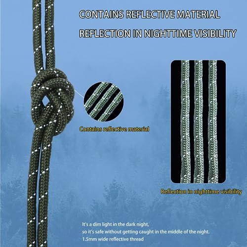 750lb Paracord Rope, 32ft 100% Nylon Mil Spec Paracord, 1/3 Thick Reflective Survival Rope for Clothsline Camping Hiking Military Gear Emergency Green - Image 5