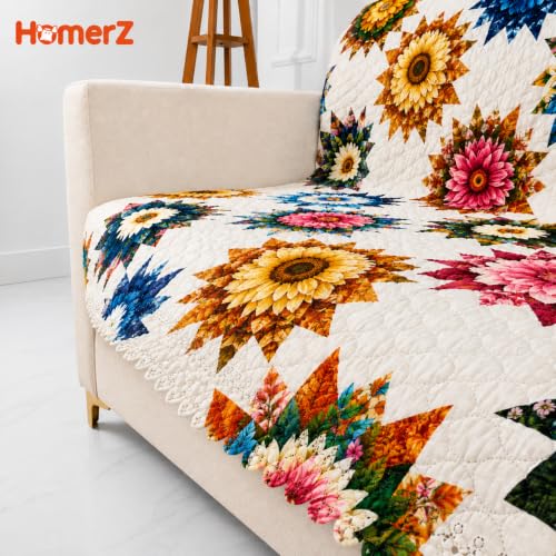 Image of Homerz Premium Printed Quilted Velvet Sofa Slip Cover Protector, Sofa Mat, Exact Size, Antislip Cover (Morocco, 1 Seater, Full)