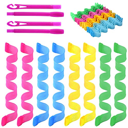 36 Pcs Magic Hair Roller Curlers Heatless Styling Kit with 2 Pcs Hair Hooks for Women Girls (12inchs)