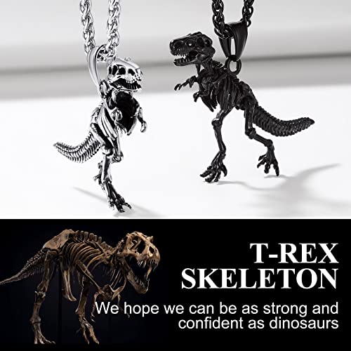 Richsteel Crocodile Dinosaur Raven T-Rex Skeleton Necklace for Men Punk Animal Fossil Jewelry3