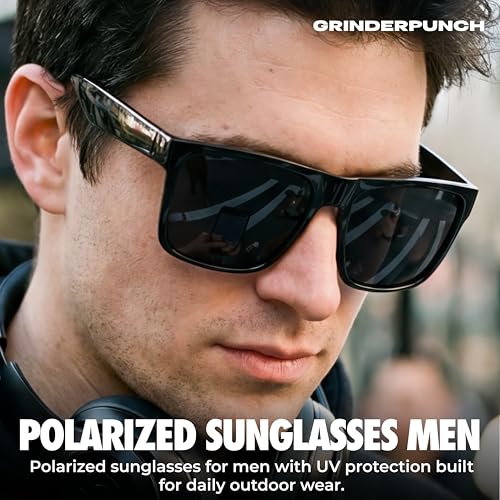 Image of grinderPUNCH XL Sunglasses for Men Big Heads Wide Extra Wide Polarized UV400 Driving Fishing Sunglasses Large Fit Mens Shades
