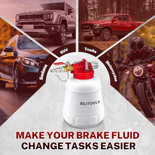 BILITOOLS 1L Brake Bleeder Vacuum Pump Kit Air Compressor, Universal One Person Pneumatic Brake System Clutch Fluid Bleeding Extractor Tool with Adapters by BILITOOLS - Image 6