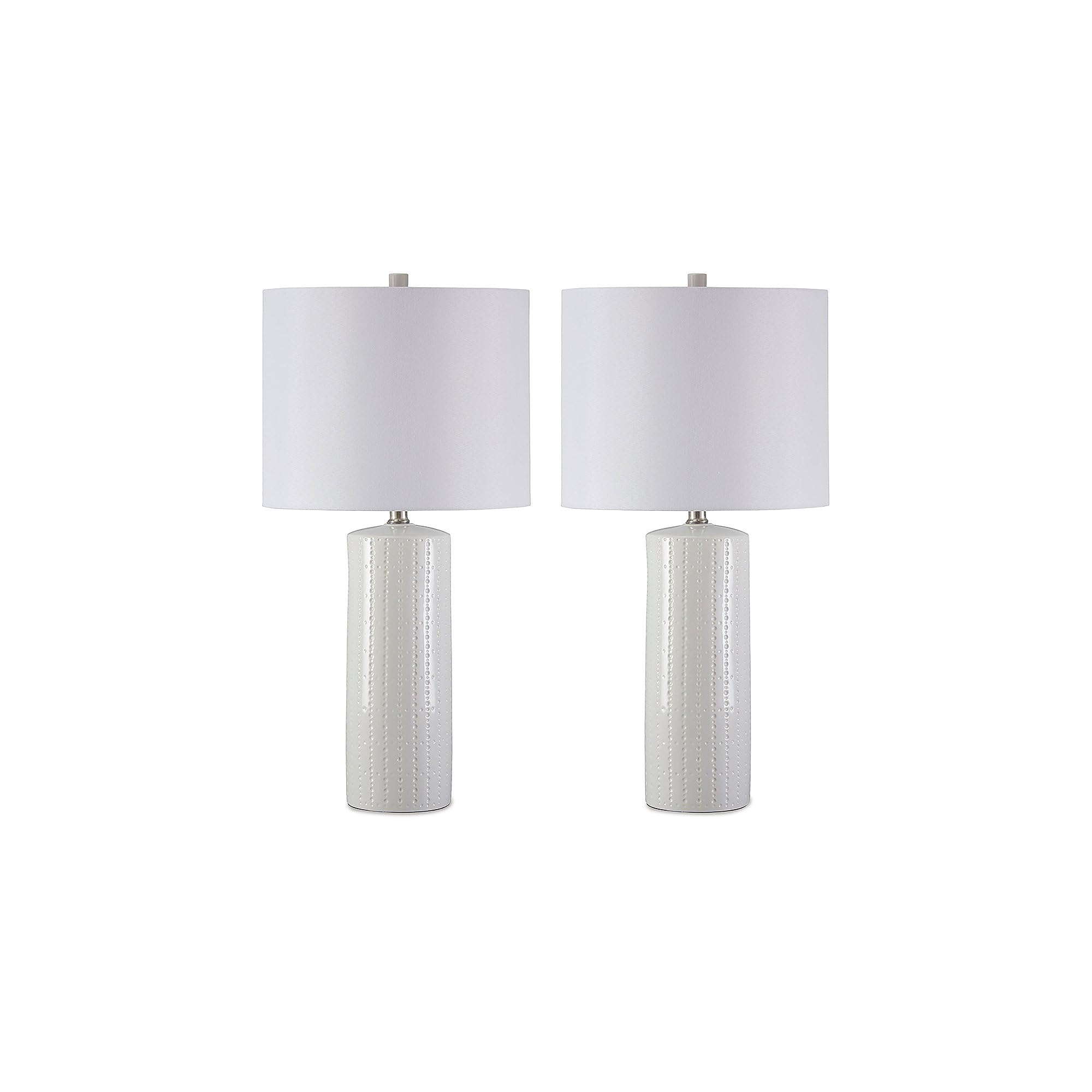 Signature Design by Ashley Steuben Textured Ceramic Table Lamp, 2 Count Lamps, 25", Solid White