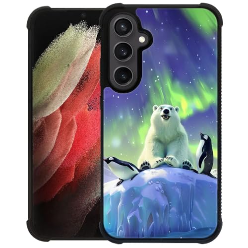 Goodsprout Compatible with Samsung Galaxy S23 FE Case,Polar Bear Aurora Penguin Amazing Pattern Design Shockproof Anti-Scratch Hard PC Back Case for Samsung Galaxy S23 FE Case