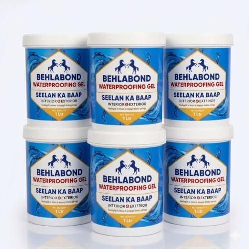 Image of Waterproofing Gel Seelan Ka Baap for Interior & Exterior Walls, Terrace Leakage & Bathroom Dampness Repair Liquid, High Performance Water Proofing Solution, 1 Litre Pack of 6