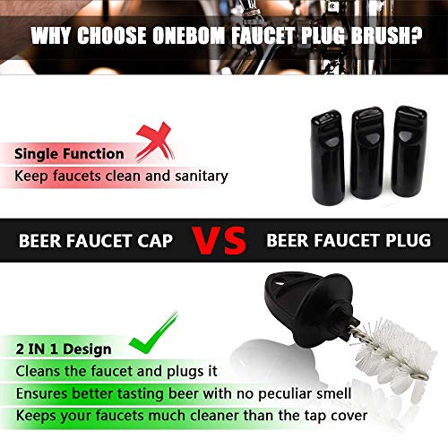 Onebom Faucet Plug Brush, 2 In 1 Beer Tap Cap Plug & Cleaning Brush, Fit Snugly Into The Stout For Most Standard Taps (12 Pack) #TOP3