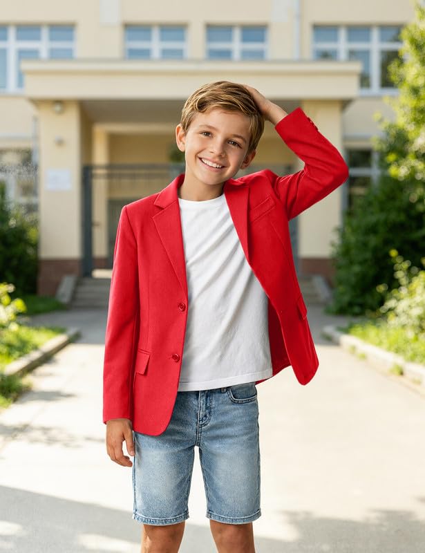 Image of Visaccy Boys Suit Jacket Toddler Formal Blazer Slim Fit Sport Coat for Kids