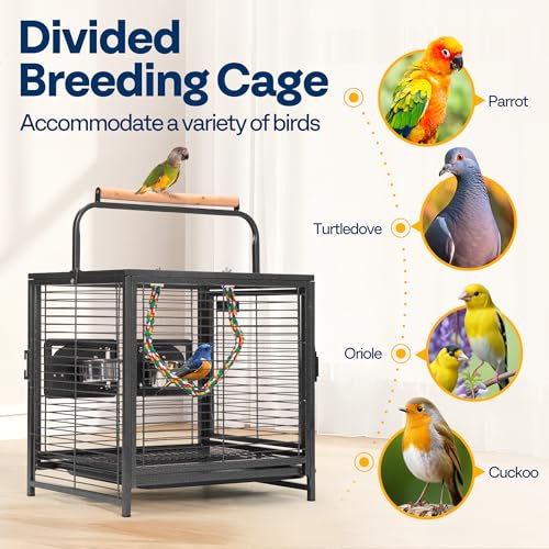 image for VIVOHOME 19 Inch Wrought Iron Bird Travel Carrier Cage for Parrots Con