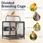 VIVOHOME 19 Inch Wrought Iron Bird Travel Carrier Cage for Parrots Conures Lovebird Cockatiel Parakeets Black - Image 6